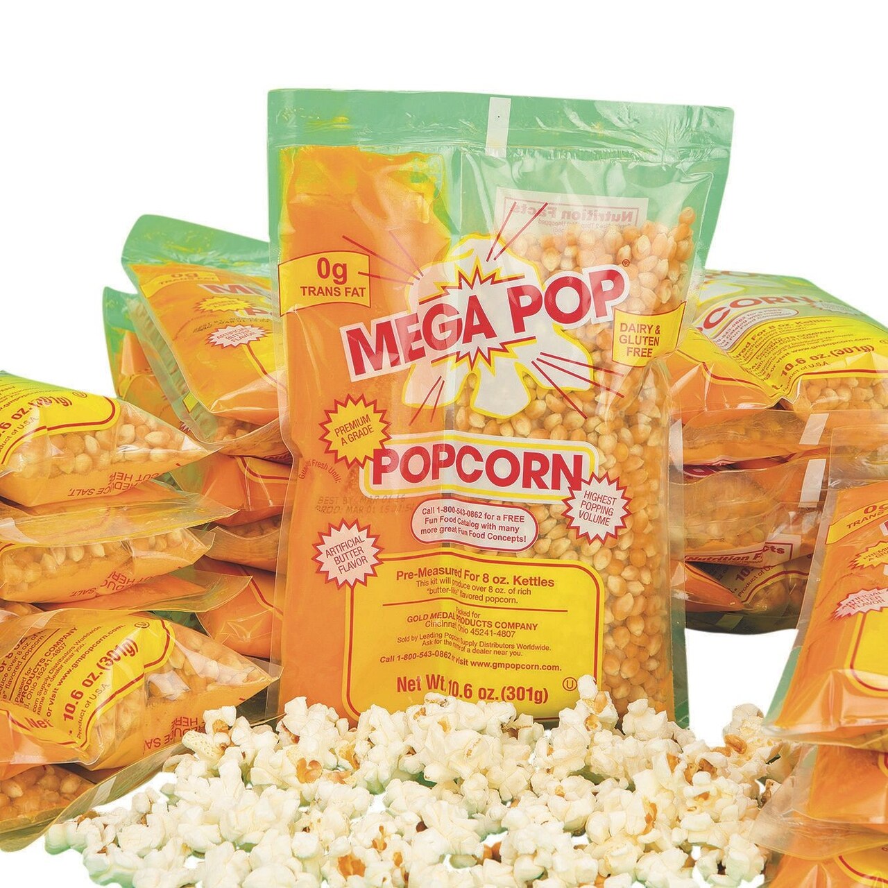 Mega Pop® Corn, Oil and Salt Kit for Popcorn Makers with a 8 oz. Kettle (Case of 24)